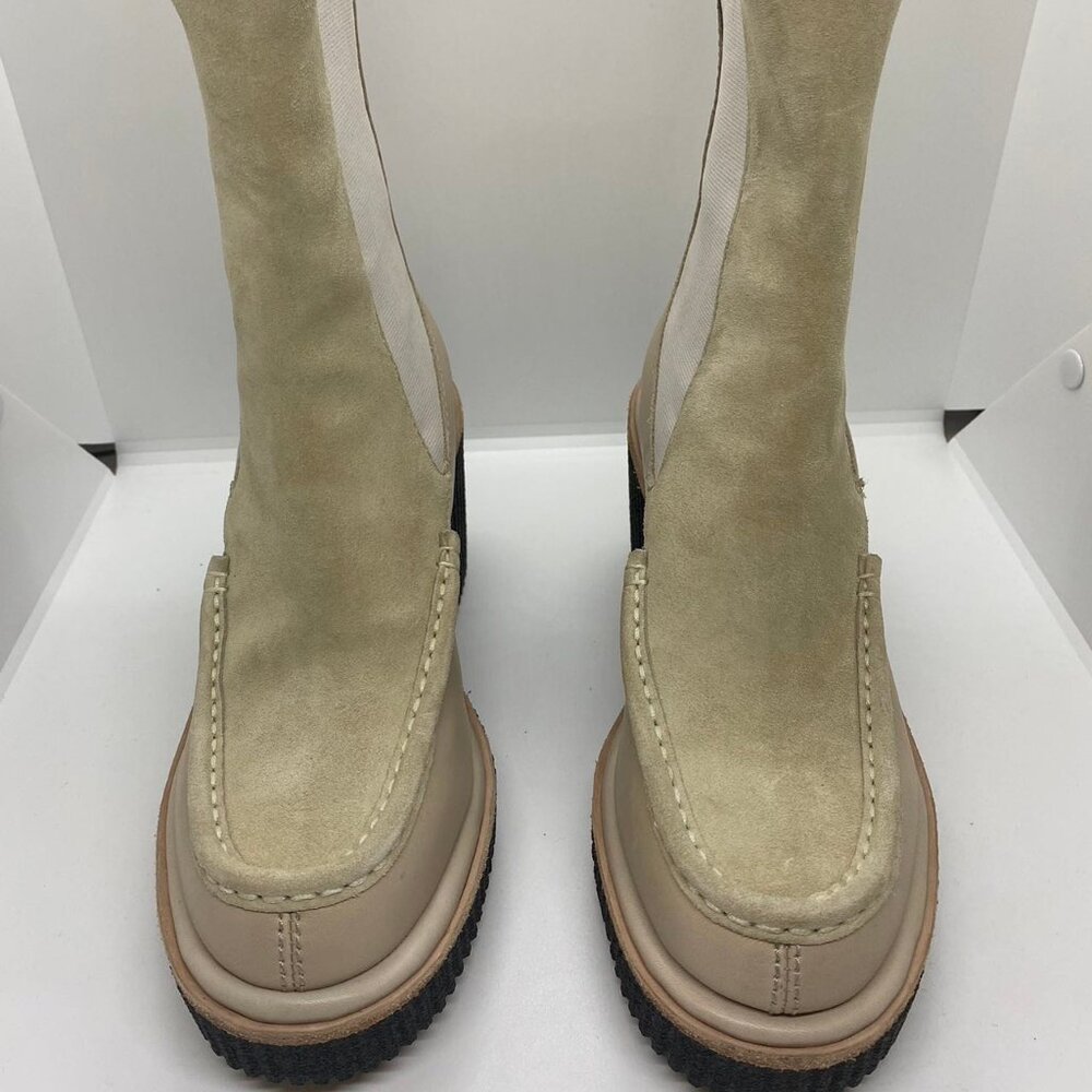 Rag & Bone Sloane Suede & Leather Chelsea Boots Beige Wedge Women US Size 7.5